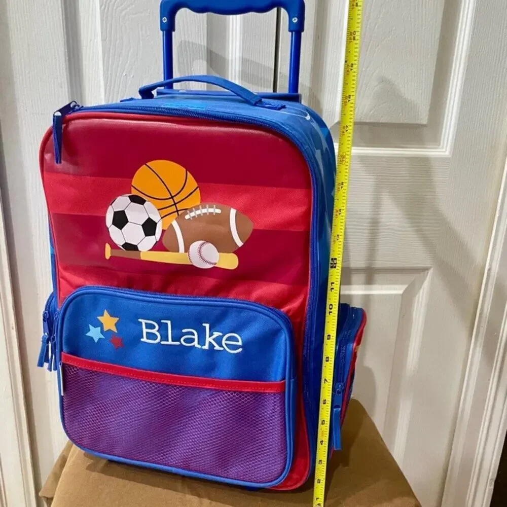 ROLLING SUITCASE BACKPACK 18’ RED BLUE Blake name Embroidered back to the school